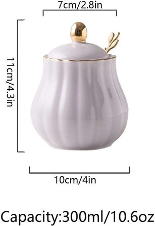 Ceramic Sugar Bowl with Spice Jars, Solid Color Sugar Bowl with Lid and Spoon, Ceramic Sugar Storage Jar, Porcelain Sugar Pot (Purple)