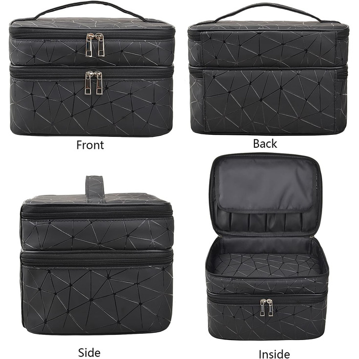 Косметичка MKPCW велика, чорна: водонепроникна культюрна сумка для жінок з кишенькою для пензлів та перегородкою