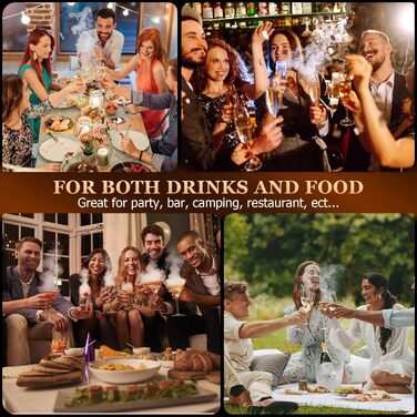 Електричний набір для копчення коктейлів з 4 режимами підсвічування, перезаряджуваний, для віскі, 6 дерев'яних стружок, без бутану, подарунок для чоловіків, батьків, коханих FY01