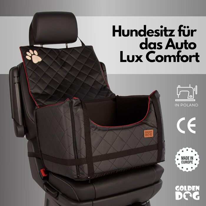 Автомобільний лежак для собак Golden Dog M - 52x44x33 см, чорний, з кріпленням ISOFIX, водонепроникний, з підкладкою