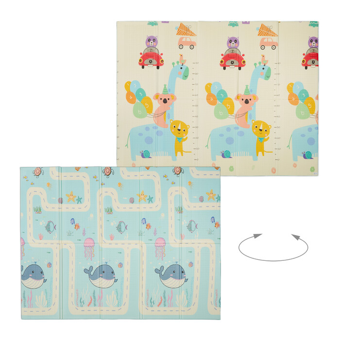 Relaxdays Foldable Play Mat - Land and Sea Animals