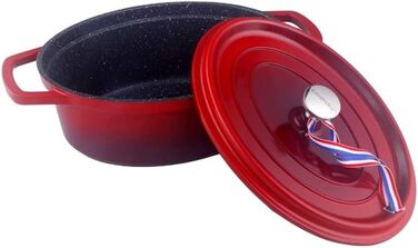 Kamberg 0008191 – Schmortopf 30 cm diameter, oval, red flambé – Aluminum casting – Stone-look coating – Suitable for all types of cooktops, including induction – PFOA-free, aluminum