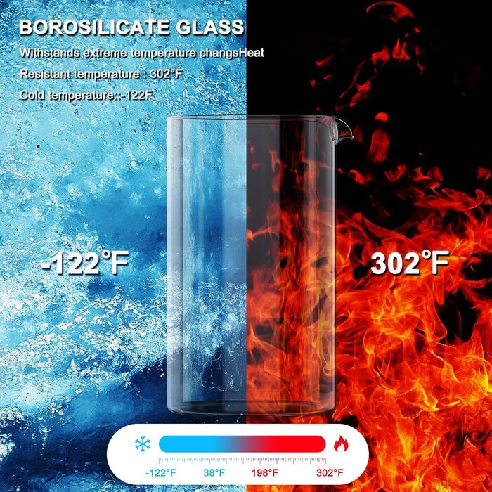 Френч-прес RAINBEAN 350 мл: нержавіюча сталь, скло, для приготування кави