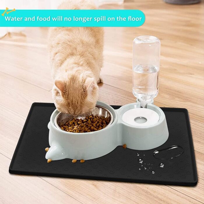 Підставка для миски для собак та котів Umtiti 60x40 см, кремового кольору, водонепроникна, з силікону, не слизька, для годування, L-1 шт.