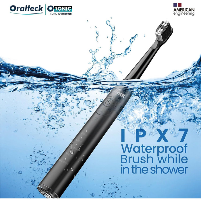 Звукова електрична зубна щітка OSONIC: 8 насадок, 5 режимів, відбілювання за 2 тижні, таймер, IPX8, для дорослих та дітей, USB-зарядка, чорна