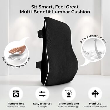 Подушка для підтримки попереку на офісний стілець з піни Memory Foam