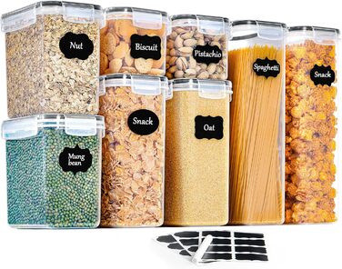 Набори контейнерів для зберігання GoMaihe (8 шт.) - герметичні, для продуктів та кормів для тварин, чорні