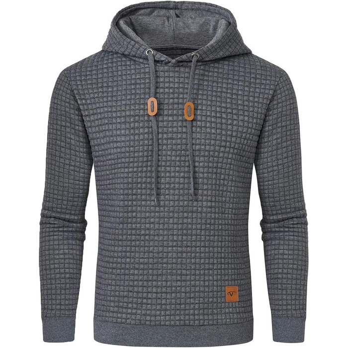 Чоловічий світшот Tansozer Basic з капюшоном, довгі рукави, в клітинку, темно-сірий