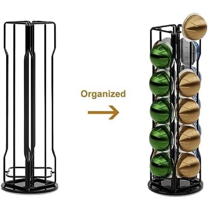 Тримач для капсул кави SEVENLINE Vertuo – органайзер для 20 капсул, сумісний з Nespresso Vertuo Line, чорний