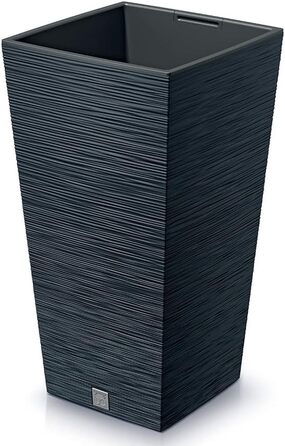 rg-vertrieb Flower Pot Planter Flower Box Square Furu Square Pine Needle Design with Plant Insert (350 Anthracite)