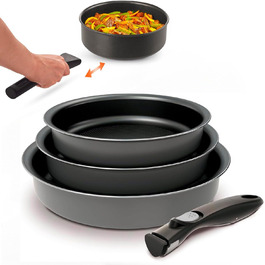 Набір антипригарних сковорідок Avilia (4 шт.) 16-28 см, AM Salus Hard System, ізольовані ручки, Made in Italy