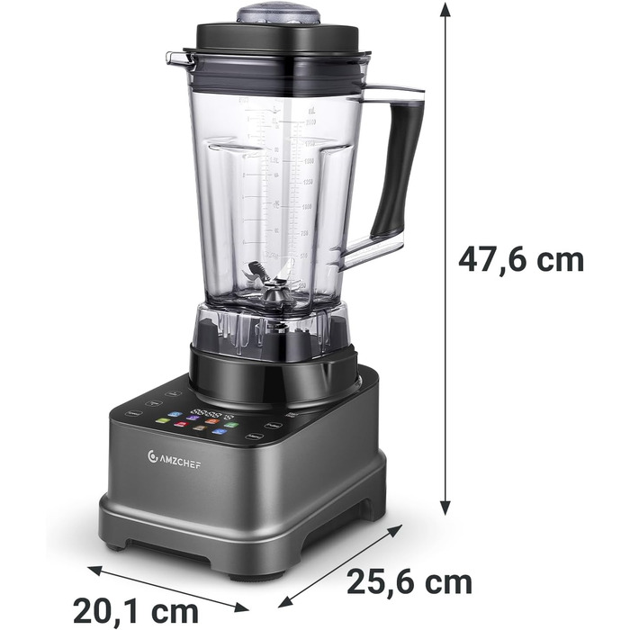 AMZCHEF 8-in-1 Multi Stand Mixer with Auto-IQ | 2000W High-Performance Mixer with LCD Touchscreen | 2L Blender with 8 Smart Menus and 10 Speeds for the Kitchen | Gray 25.6 x 20.1 x 47.6 cm Gray