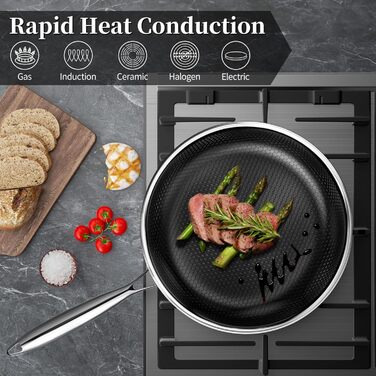 Набір сковорідок Innerwell Hybrid Edelstahl Profi 20+24+28 см - індукційні, з антипригарним покриттям Titan-Keramik, для всіх плит, PFOA-free