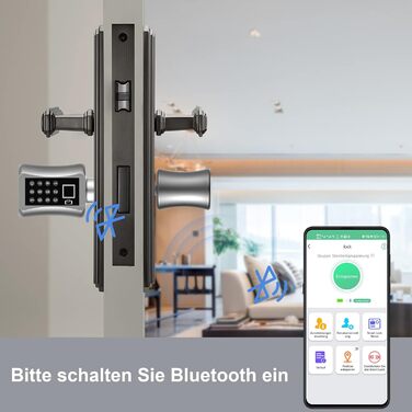 Електронний дверний замок Eseesmart з відбитком пальця, кодовим вводом, Bluetooth-додатком і ключем, циліндр 40/40 (80 мм)