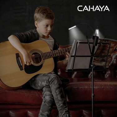 CAHAYA Металевий складний підставка для нот - легка, портативна, регульована, 2-в-1 з сумкою, CY0204 (чорний з підсвічуванням)