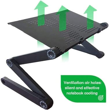 Стіл для ноутбука в ліжко, комп'ютерний стіл, лапдеск, складний стіл для ліжка, регульований кут 360°, знімний, портативний, для книг (чорний)