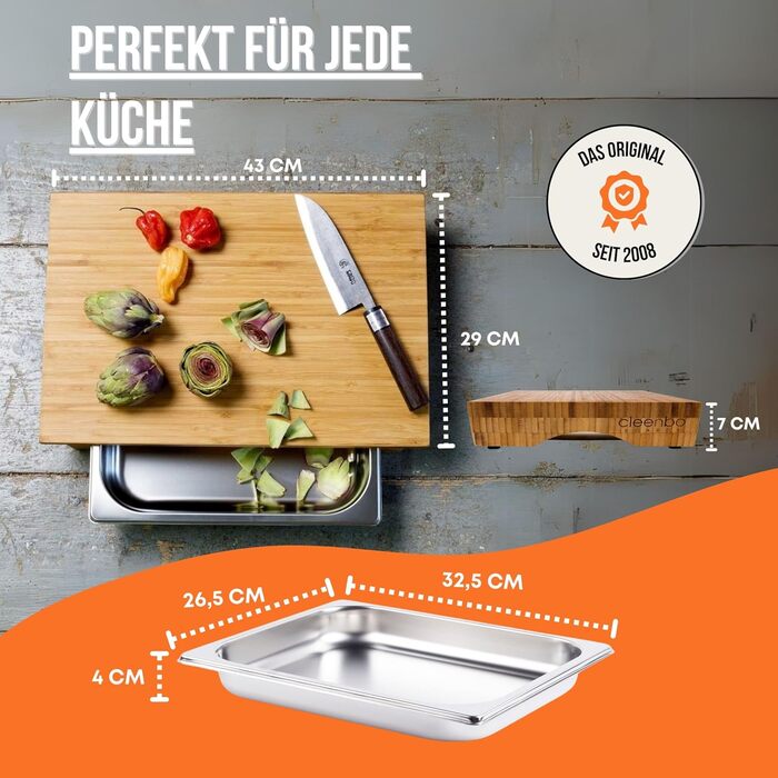 cleenbo® Cutting Board with Drip Tray 