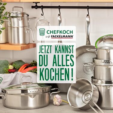 Fackelmann Chefkoch 2-Piece Stainless Steel Fry Pan Set - 28cm & 24cm - Induction Compatible & Dishwasher Safe