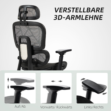 HOMCOM Ergonomic Mesh Office Chair with Adjustable Height, Swivel, Armrests, and Headrest - Black
