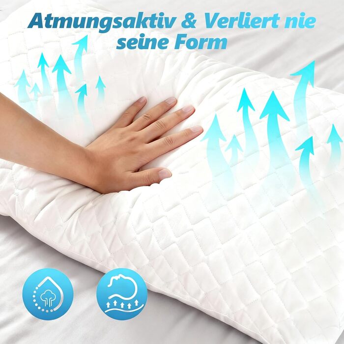 Подушка з піни Memory Foam для сну, охолоджуюча, ортопедична для сну на боці, біла, 40x80 см