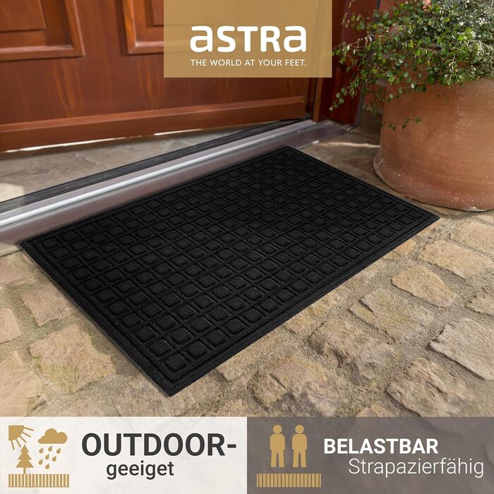 Килимок привідний Astra протибрудний та протиковзаючий для вхідної зони та балкона, стійкий до погодних умов, 40x60 см, чорний у клітинку