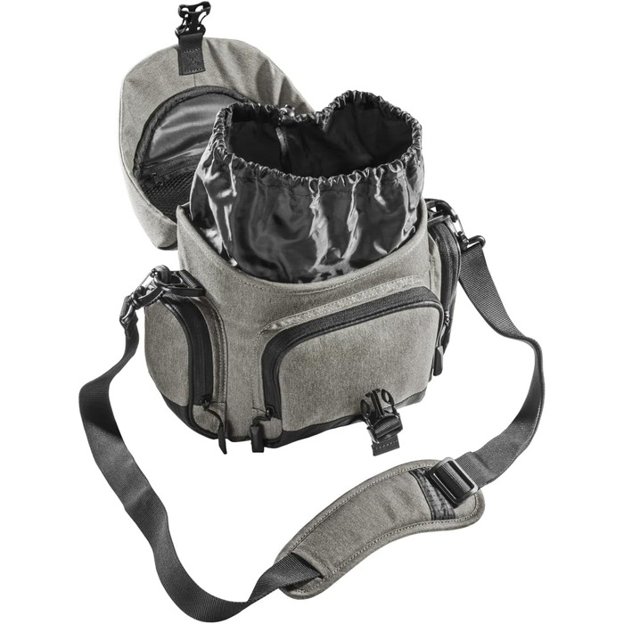 Сумка для камери Mantona Premium: підходить для DSLR та DSLM камер з об'єктивом (з захистом від пилу, м'яким плечовим ременем, застібкою-кліпсою, регульованим внутрішнім відділенням) тауп L Тауп