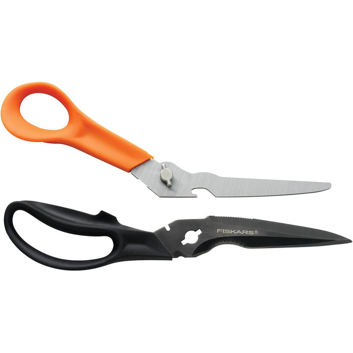 Ножиці для тканини Fiskars 25 см для правші, нержавіюча сталь, помаранчеві, багатофункціональні ножиці з роз’ємними лезами, з чохлом, 23 см, чорні/помаранчеві