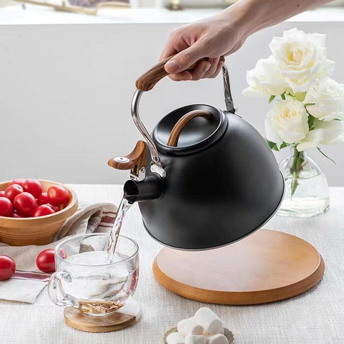 Чайник для плити з свистком 3л з нержавіючої сталі з дерев'яною ручкою