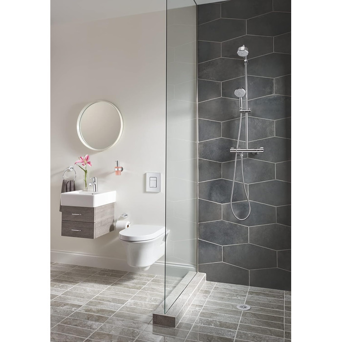 Тримач для туалетного паперу GROHE Essentials хромований, з кришкою, без свердління (клейовий монтаж), 40367001