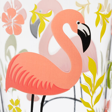 Relaxdays Set of 4 Drinking Glasses with Flamingo Motif