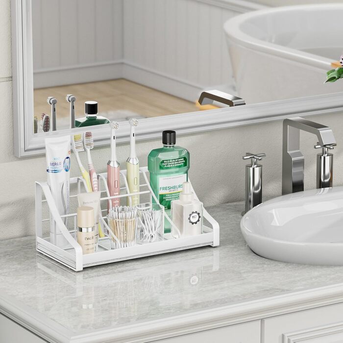 Toothbrush Holder, Instant Organizer – Bathroom Countertop Organizer, Kids, Electric Toothbrush & Toothpaste Holder – 7 Compartments, Bathroom Sink Accessories, Storage