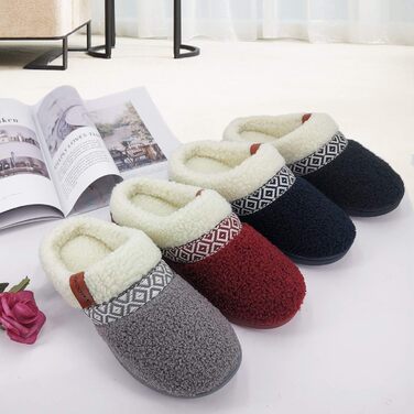 Жіночі тапочки ofoot Fuzzy House з пухнастим флісом, теплі домашні капці для дому та вулиці, чорні