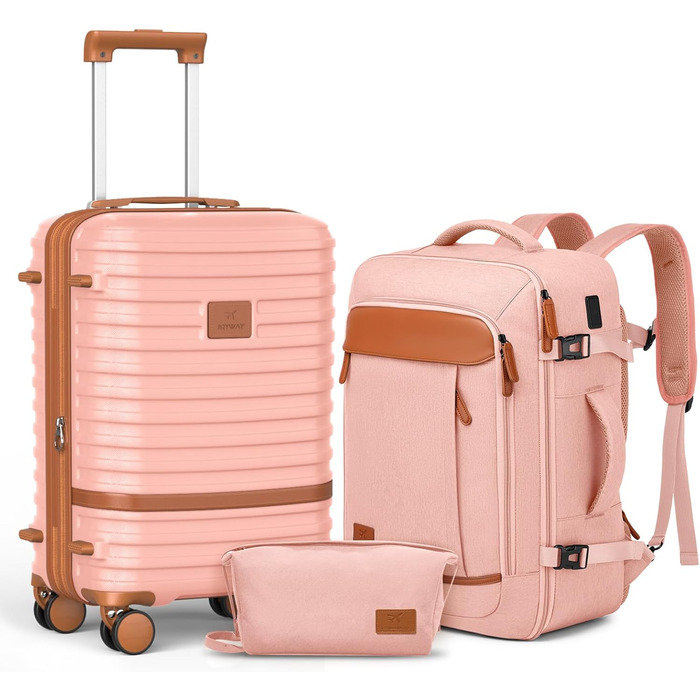 Набір валіз Joyway для ручної поклажі, розширюваний, з TSA-замком (рожевий)