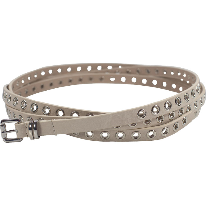 Жіночий пояс-скрутка з декоративними пірсингом та срібною застібкою, ширина 1,5 см (натуральний матеріал)