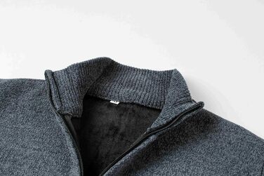 Чоловіча в'язана кофта з коміром-стійкою, на блискавці, з м'яким флісовим підкладкою, спортивна куртка-кардиган, дрібний в'яз, осінньо-зимова куртка (XXL, сірий)