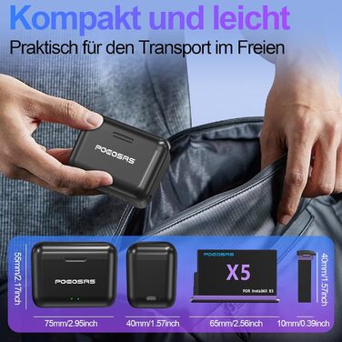 Акумулятор Insta360 X5, 2 шт., 2850mAh, з зарядним пристроєм Type-C, сумісний з Insta360 X5