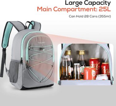 25L Cooler Backpack, Waterproof Cooler Backpack, Ultralight Backpack for Picnic, Camping, Hiking, BBQ (Gray)