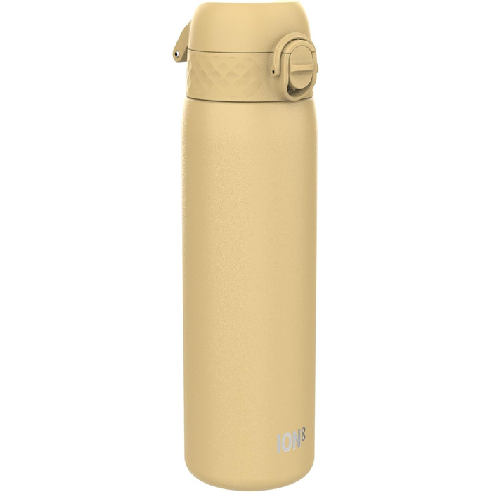 Ion8 Stainless Steel Water Bottle, 600 ml, Leak-Proof, One-Handed Opening, Secure Locking Mechanism, Dishwasher Safe, Flip-Top Lid, Carrying Handle, Easy to Clean, Durable & Scratch-Resistant (Stainless Steel, Desert)