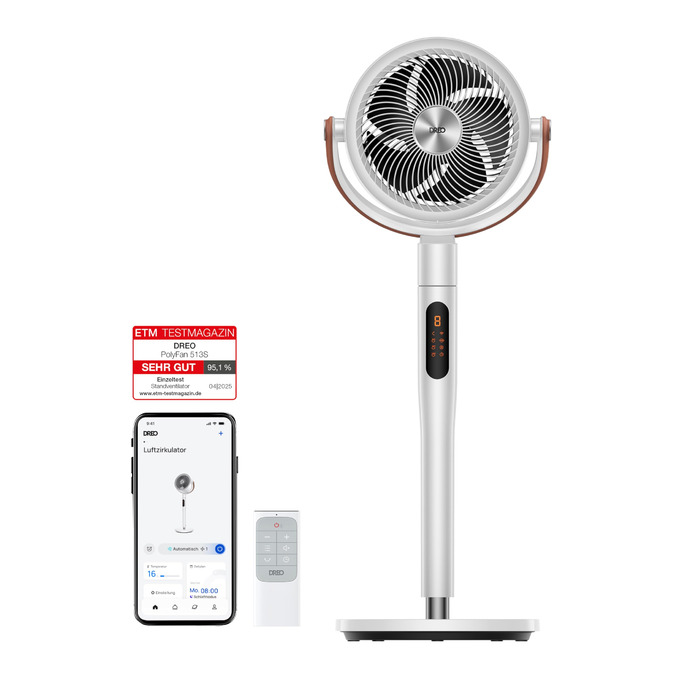 Dreo PolyFan 513S: Тихий розумний вентилятор з широким охопленням та 6 режимами