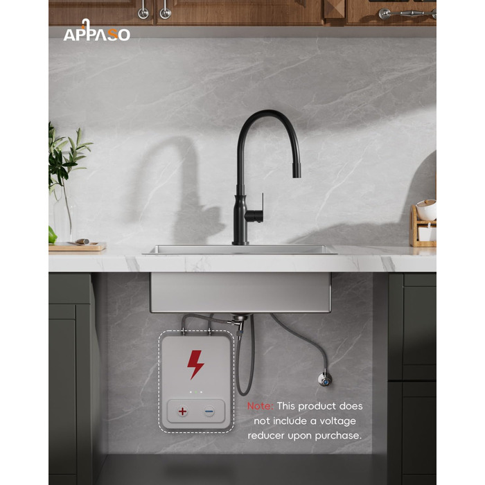 Кран кухонний APPASO 3-х ходовий чорний, 3 в 1 з фільтром, 360° поворотний, 2 ручки, нержавіюча сталь, низький тиск