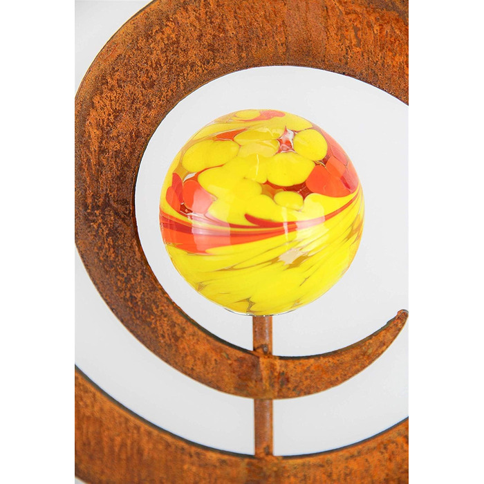 Bornhöft Garden Stake Metal Rust Garden Decor Rusty Decoration Patina Rust with Glass Spheres (Whirligig)