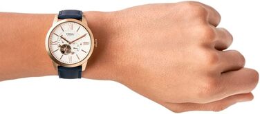 Годинник Fossil Townsman для чоловіків: механічний автомата з нержавіючої сталі або шкіряним ремінцем (44 мм, білий)