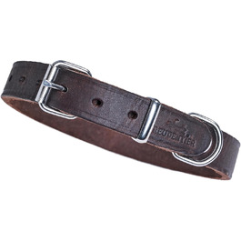 Смугастий шкіряний нашийник для собак Freudentier Alsterufer - ручної роботи, з сертифікованої шкіри, для малих, середніх та великих собак (Чорний, 43,5-55см)