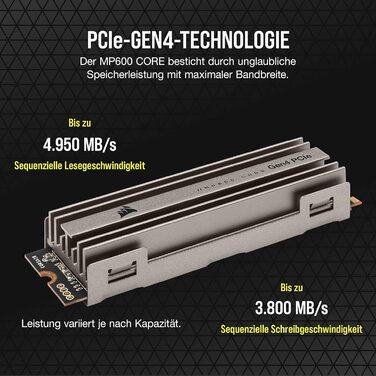 SSD Corsair MP600 CORE 1TB M.2 NVMe PCIe Gen4 - Чорний
