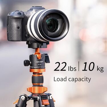 Штатив для камери K&F Concept 156см з вуглецевого волокна, компактний, знімний монопод, кульковий голівкою 360°, вантажопідйомність 15кг, A255C2+BH-36L