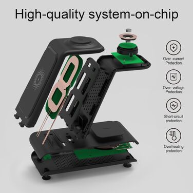 Бездротовий зарядний пристрій 3-в-1 SPGUARD для Samsung Galaxy Watch 8/Ultra/Classic, S25/S25+/S25 Edge/Z Flip 7/Z Fold 7 та Galaxy Buds 3 Pro/2 (Чорний)