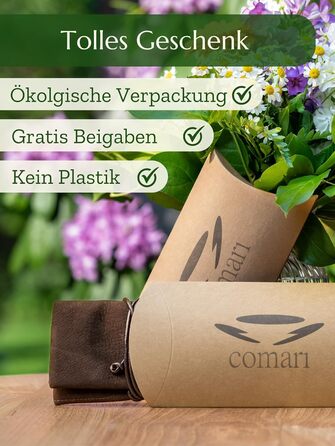 Premium Tobacco Pouch made of Wild Leather - Separate Paper & Filter Compartment - Handcrafted Tobacco Bag - High-Quality Rolling Pouch for Tobacco (Dark Brown)
