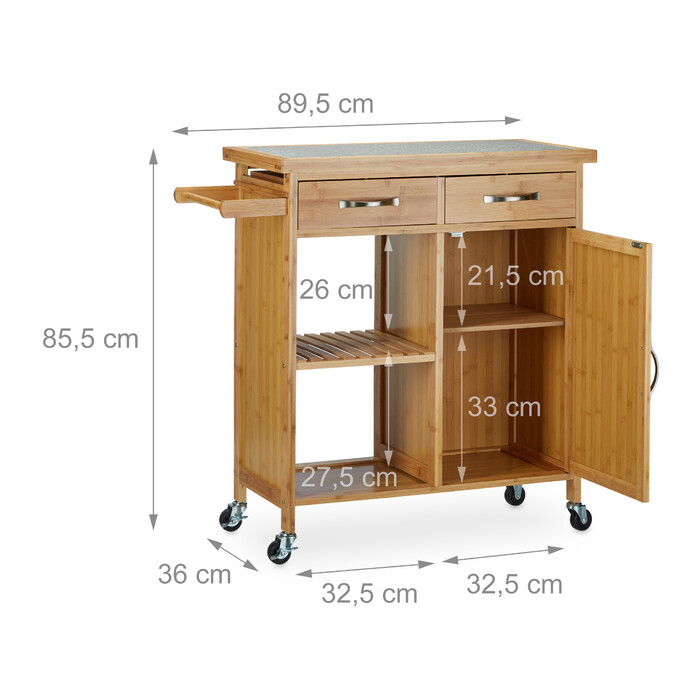 Relaxdays Kitchen Cart with Marble Top