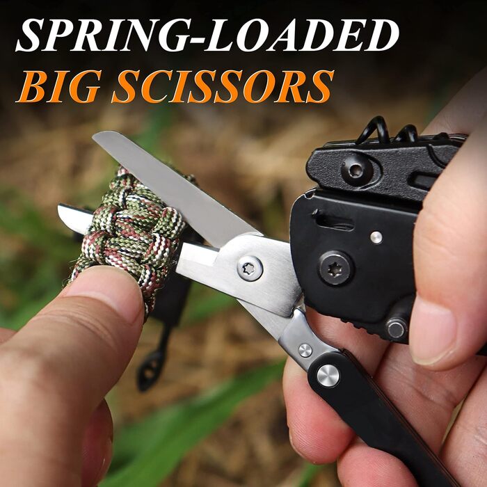 RoverTac Multitool Pocket Knife Tool Gifts: 18-in-1 Multifunction Tool Camping Accessories, Multitools Folding Knife Pliers Scissors Saw Corkscrew Bottle Opener, 9-Pack with Nylon Sheath