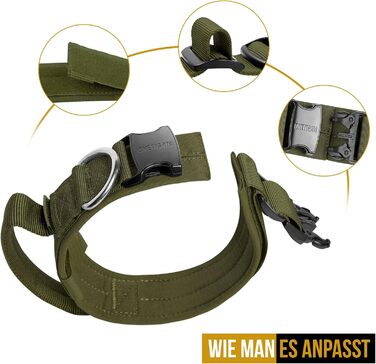 Нашийник для собак OneTigris Ranger з металевою застібкою, зелений, розмір M